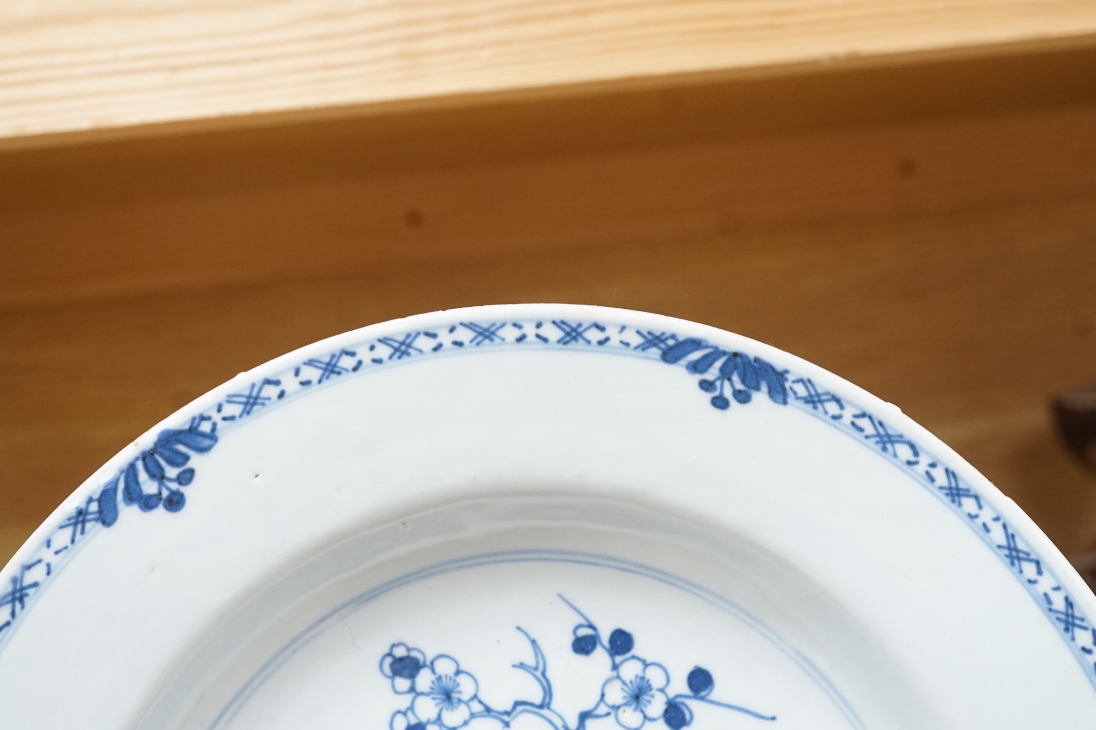 An unusual Japanese porcelain goblet and an 18th century Chinese export blue and white plate